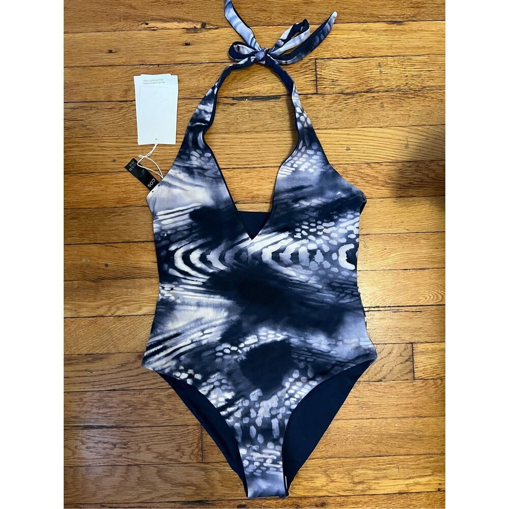 COS Reversible Printed Plunge Swimsuit